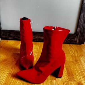 Red High Heel Boots LEATHER